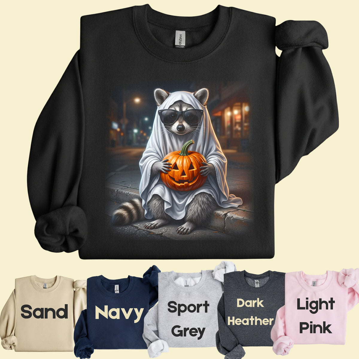 Halloween Ghost Raccoon T-Shirt, Pumpkin Trash Panda Spooky Vintage Tee