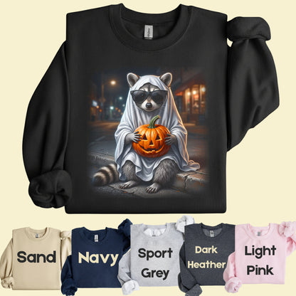 Halloween Ghost Raccoon T-Shirt, Pumpkin Trash Panda Spooky Vintage Tee