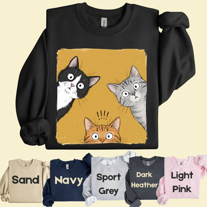 Curious Cats Peeking Cats T-Shirt, Funny Cat Lover Kittens Tee