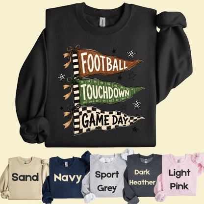 Football Game Day Pennants T-Shirt, Touchdown Flags Stars Sports Comfort Color Tee