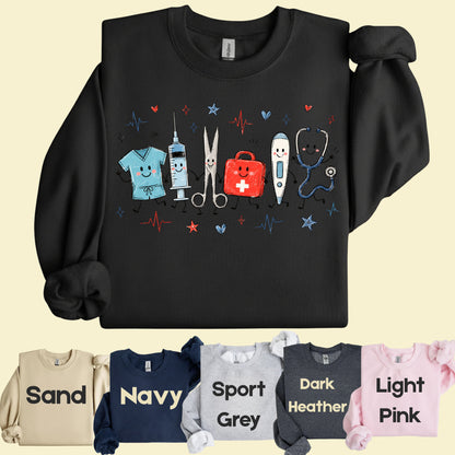 Cute Nurse Life Medical T-Shirt, Stethoscope Scrubs Syringe First Aid Healthcare Tee