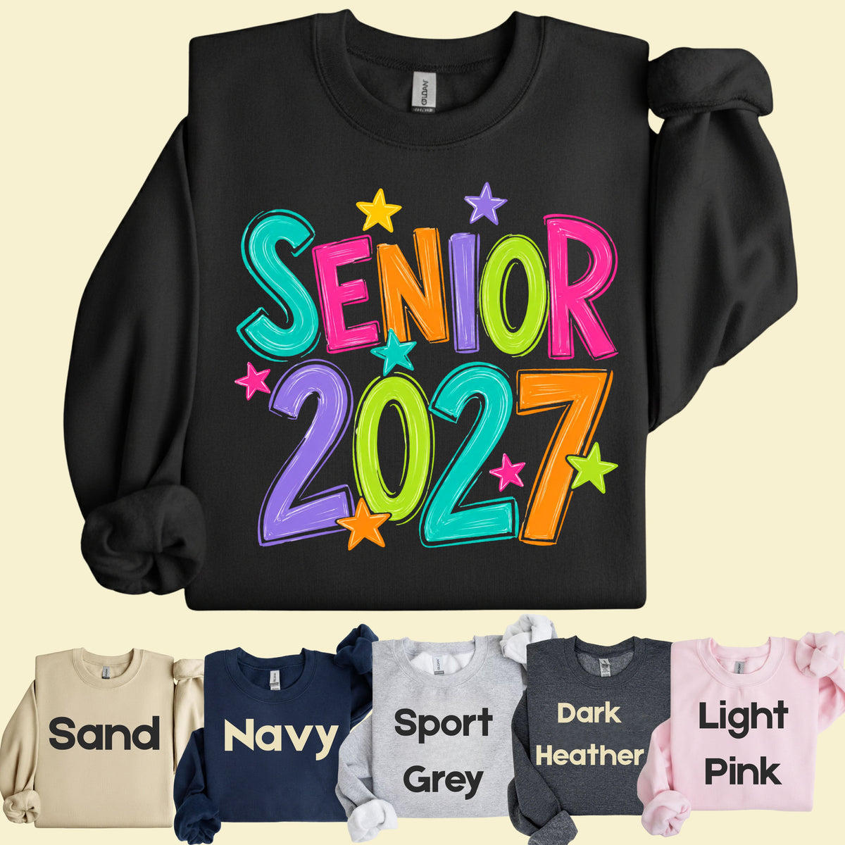 Senior 2027 Colorful Stars T-Shirt, High School Class of 2027 Graduation Tee