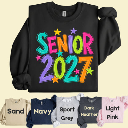 Senior 2027 Colorful Stars T-Shirt, High School Class of 2027 Graduation Tee