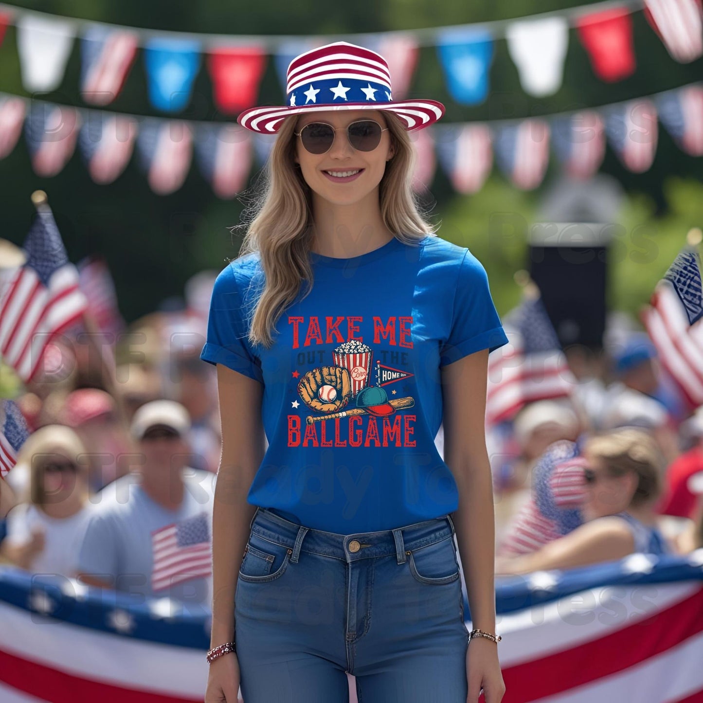 Take Me Out To The Ballgame DTF Transfer Ready to Press Baseball Popcorn Glove Bat Heat Transfer For Shirts Sports Graphic UV Sticker Prints