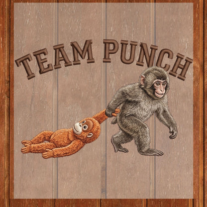 Team Punch DTF Transfer Ready to Press Monkey Dragging Plush Friend Cute Fun Animal Besties Design UV Sticker Prints