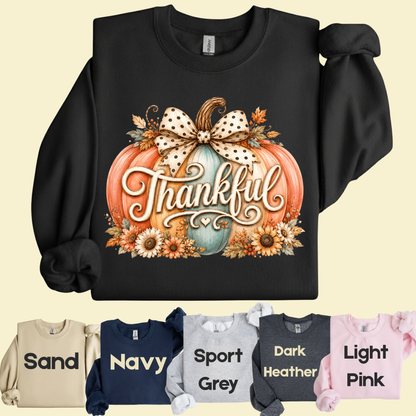 Thankful Comfort Colors T Shirts Pumpkin Cute Thanksgiving Tee Vintage Floral Bow Autumn Leaves Shirt Coquette Fall Graphic Sweatshirt