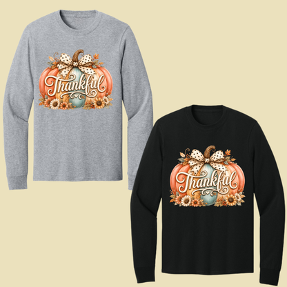 Thankful Comfort Colors T Shirts Pumpkin Cute Thanksgiving Tee Vintage Floral Bow Autumn Leaves Shirt Coquette Fall Graphic Sweatshirt