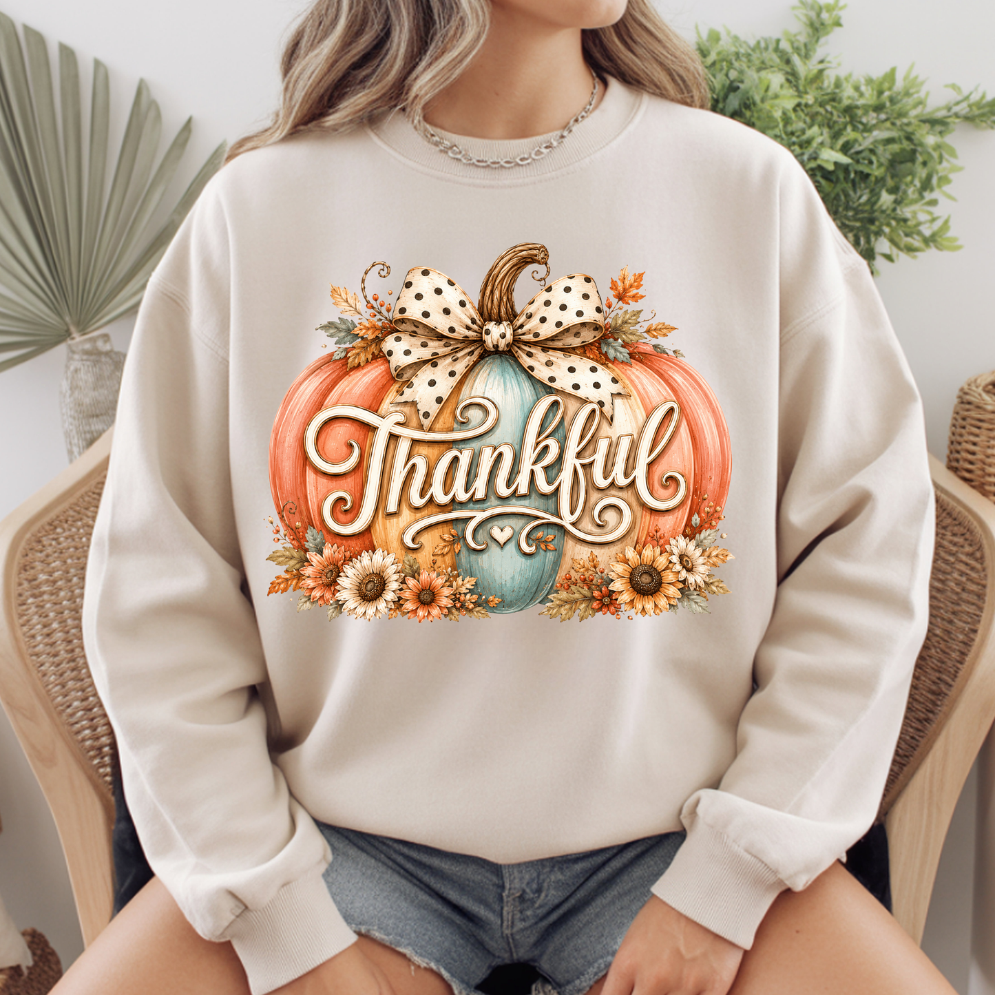 Thankful Comfort Colors T Shirts Pumpkin Cute Thanksgiving Tee Vintage Floral Bow Autumn Leaves Shirt Coquette Fall Graphic Sweatshirt
