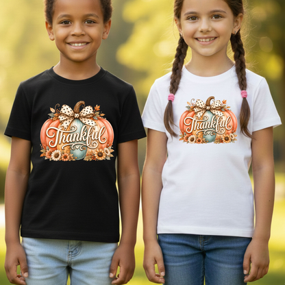 Thankful Comfort Colors T Shirts Pumpkin Cute Thanksgiving Tee Vintage Floral Bow Autumn Leaves Shirt Coquette Fall Graphic Sweatshirt