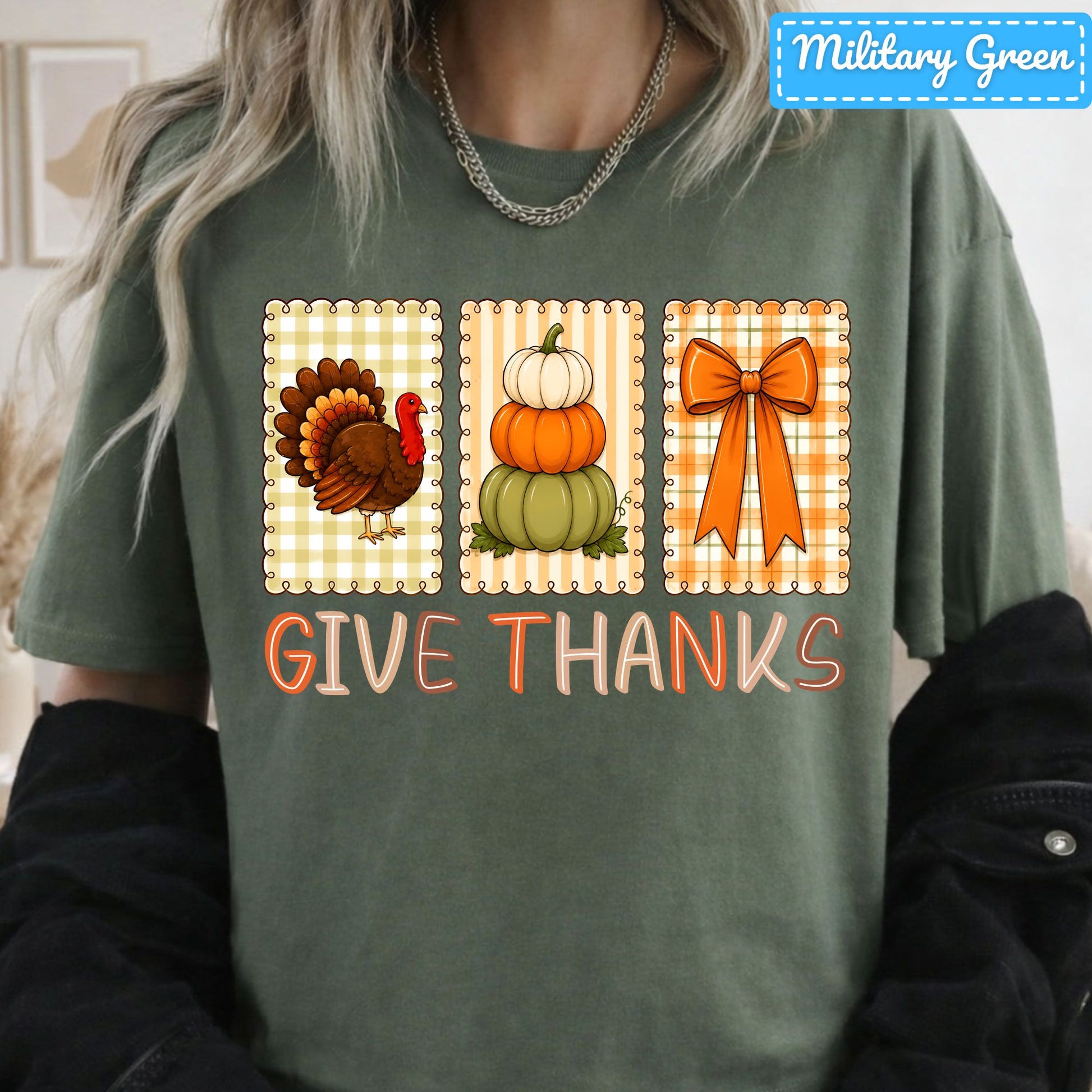Thanksgiving Turkey Pumpkin T-Shirt, Coquette Bow Sweatshirt, Give Thanks Tee