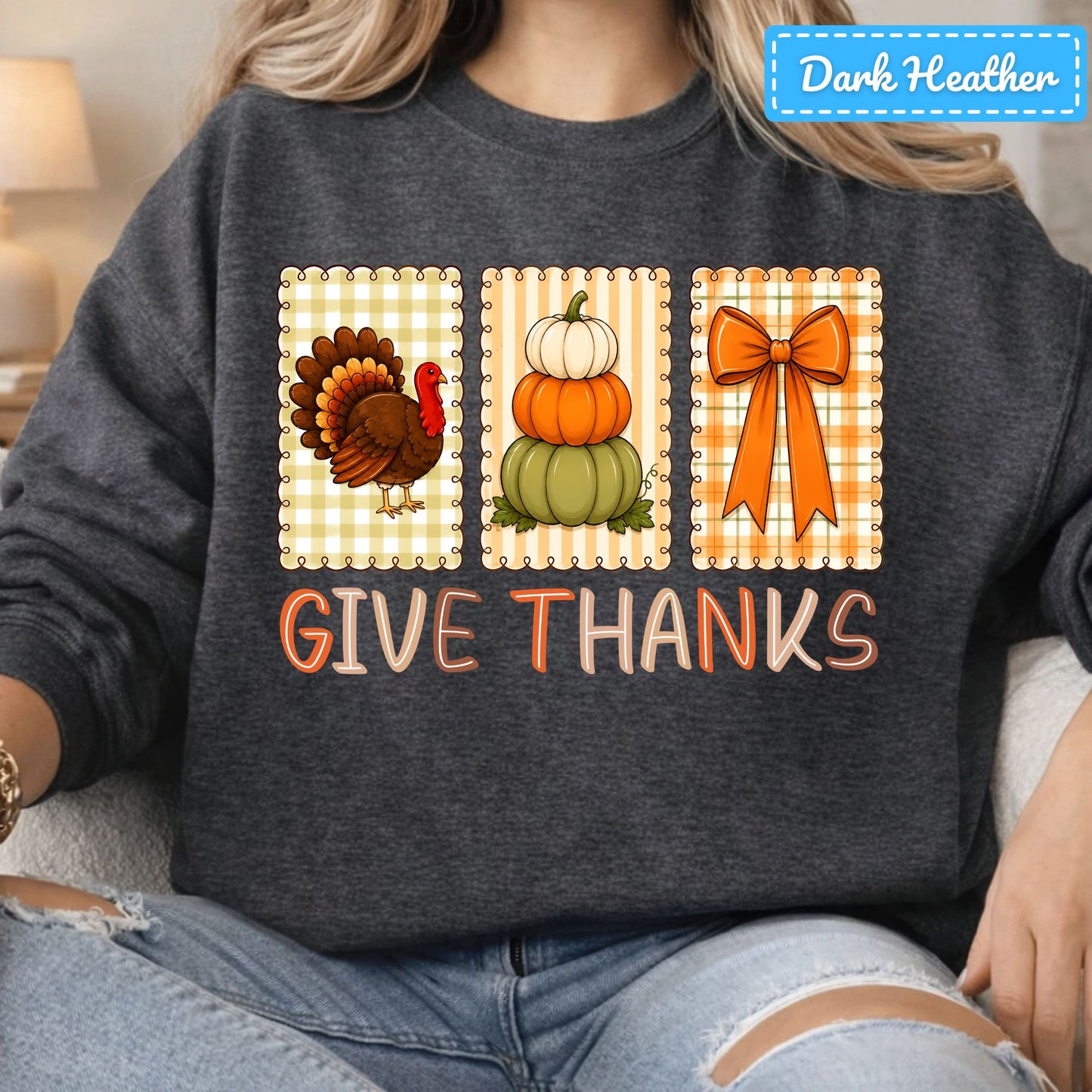 Thanksgiving Turkey Pumpkin T-Shirt, Coquette Bow Sweatshirt, Give Thanks Tee
