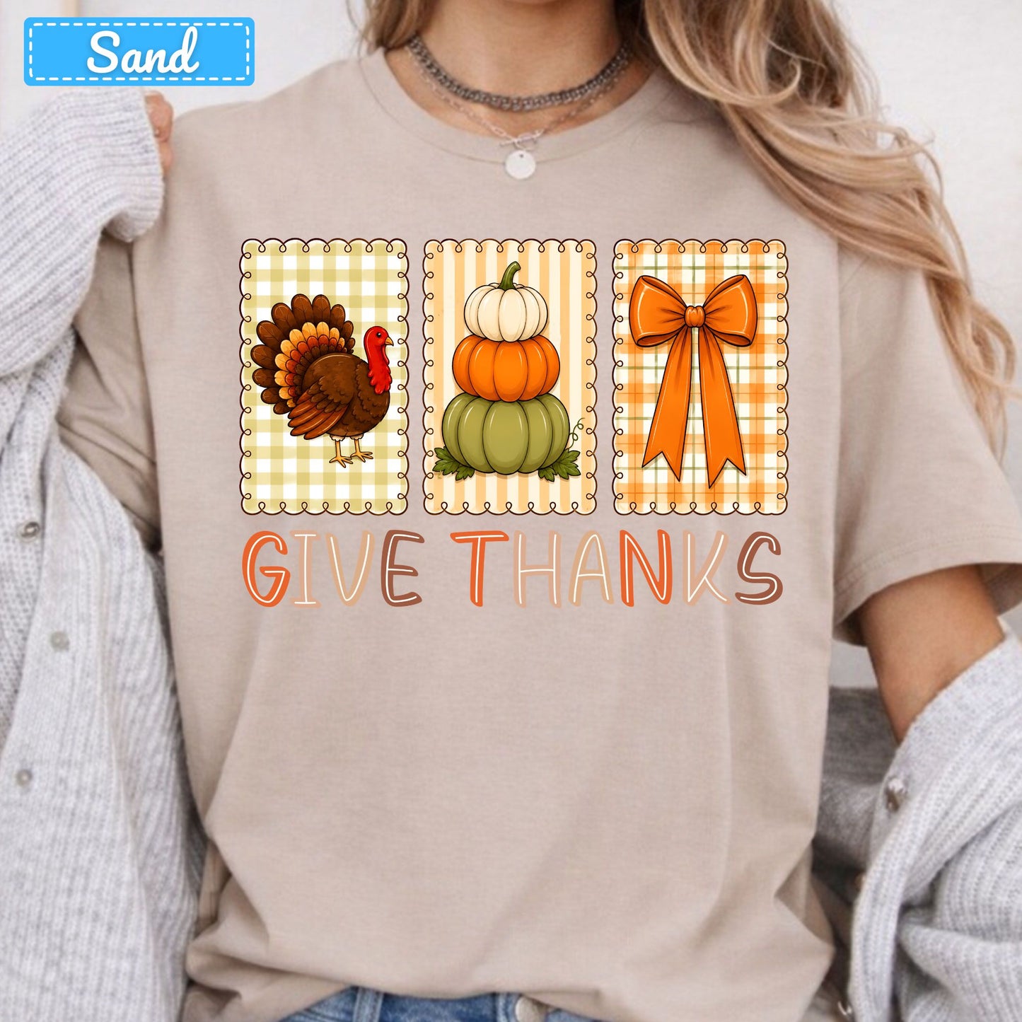 Thanksgiving Turkey Pumpkin T-Shirt, Coquette Bow Sweatshirt, Give Thanks Tee