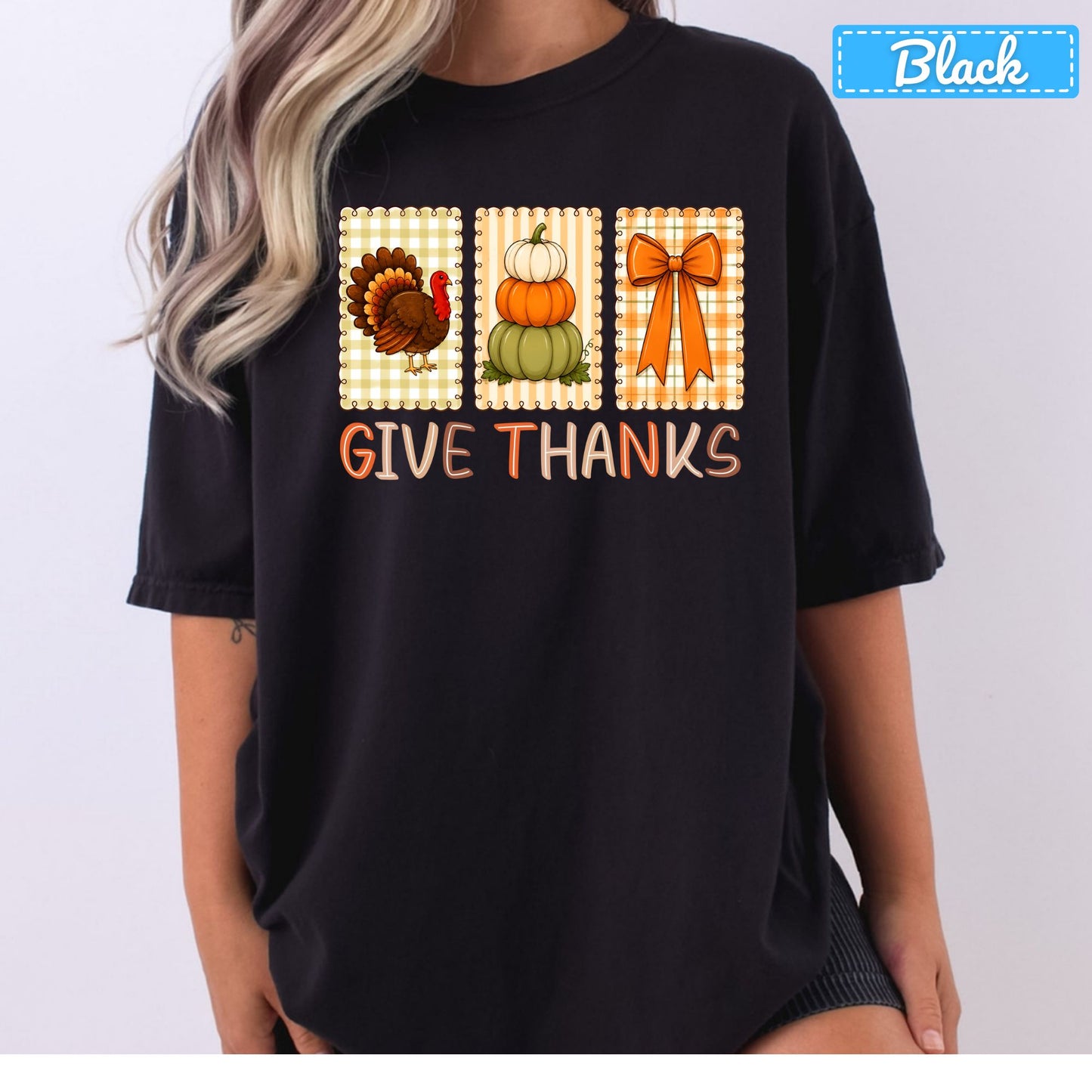 Thanksgiving Turkey Pumpkin T-Shirt, Coquette Bow Sweatshirt, Give Thanks Tee
