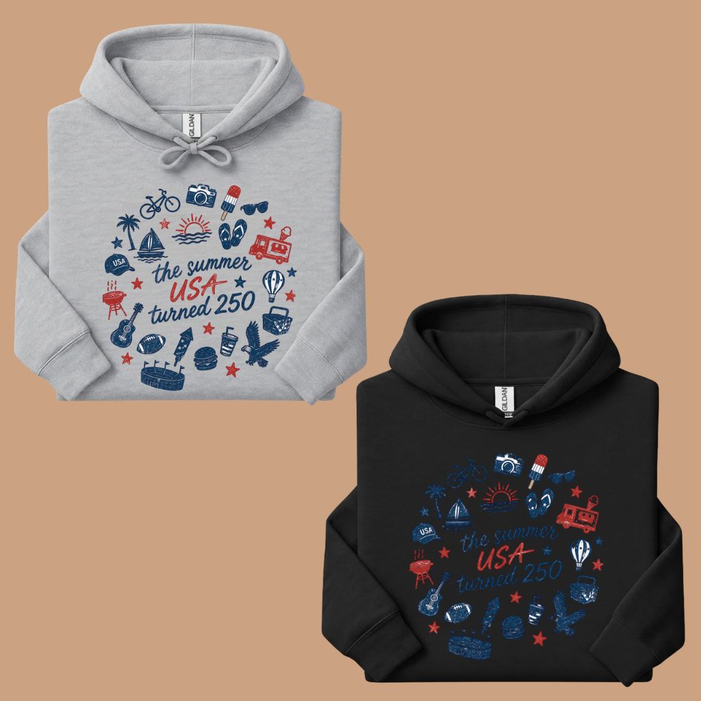 The Summer USA Turned 250 DTF Transfer Ready to Press Comfort Colors T Shirt Patriotic Summer Doodles Heat Stickers 1776 2026 Apparel
