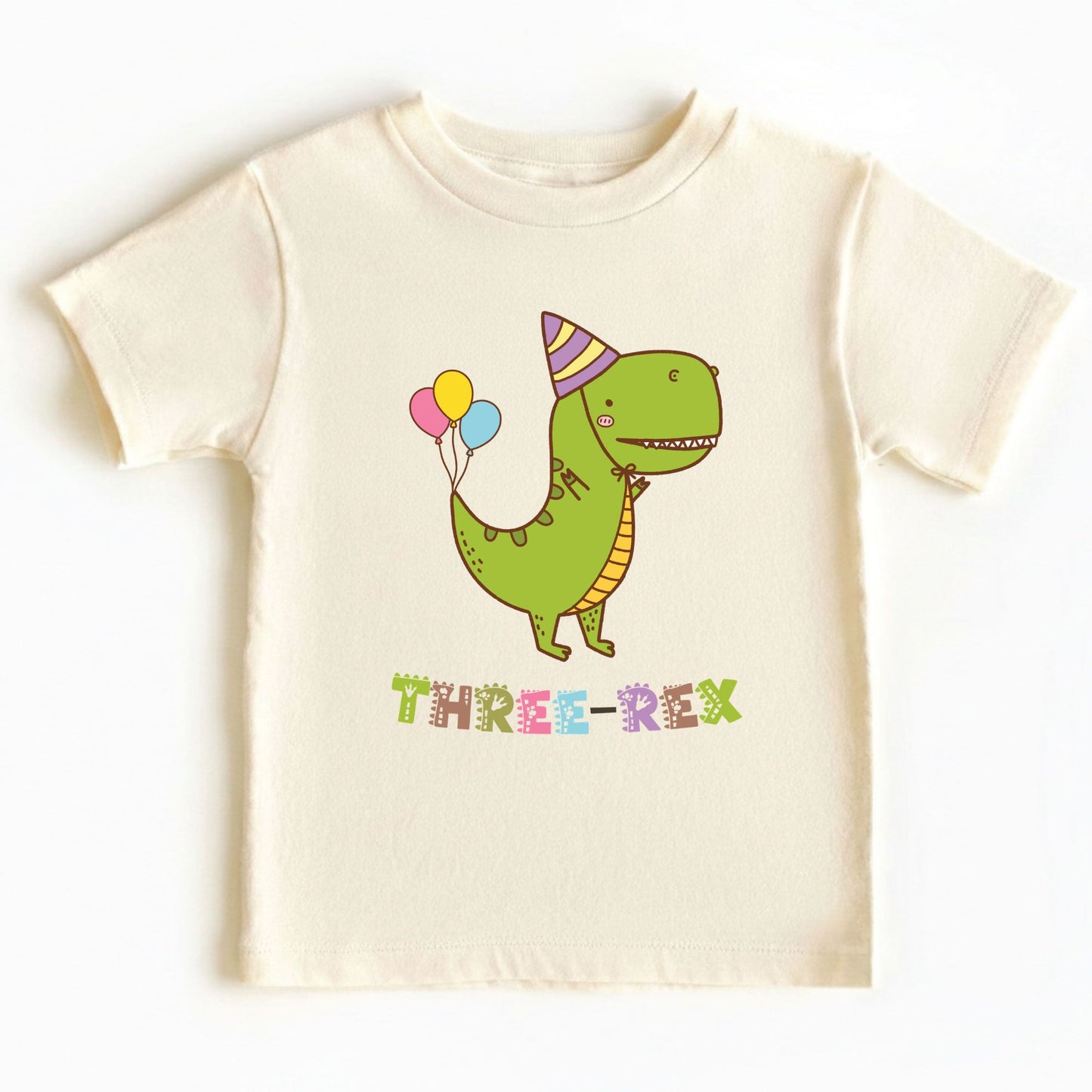 Three-Rex 3rd Birthday Shirt Custom Dinosaur Toddler Tee Three Rex Kids Party Outfit 3 Year Old Childrens Birthday Gift with Back Print