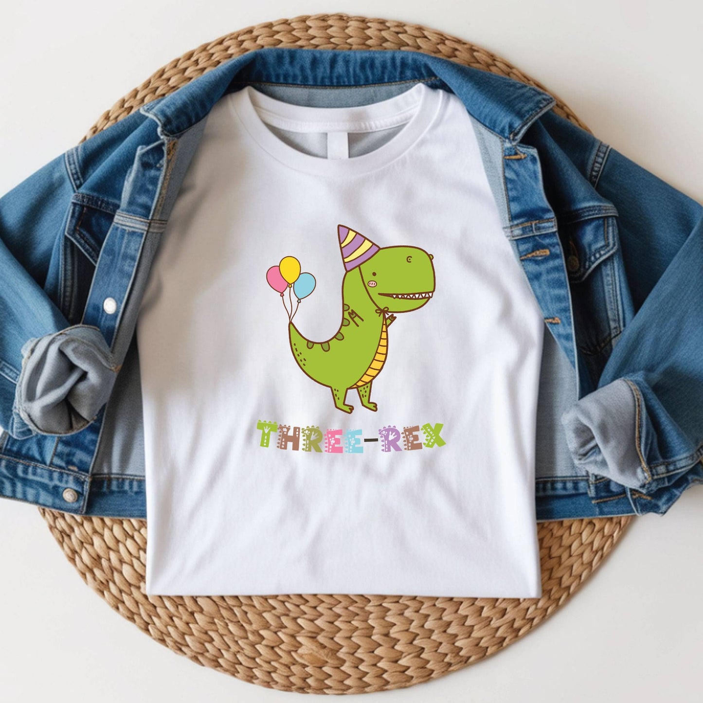 Three-Rex 3rd Birthday Shirt Custom Dinosaur Toddler Tee Three Rex Kids Party Outfit 3 Year Old Childrens Birthday Gift with Back Print