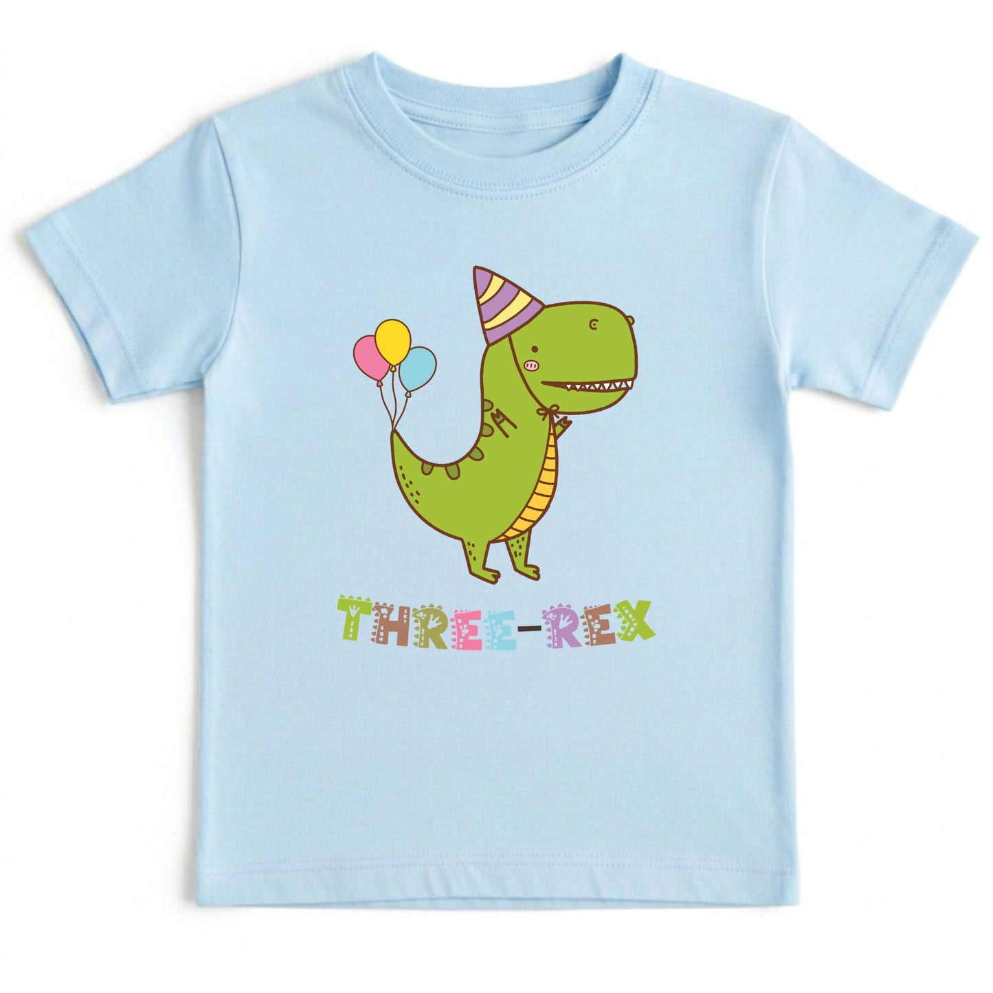 Three-Rex 3rd Birthday Shirt Custom Dinosaur Toddler Tee Three Rex Kids Party Outfit 3 Year Old Childrens Birthday Gift with Back Print