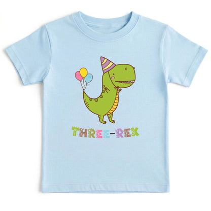 Three-Rex 3rd Birthday Shirt Custom Dinosaur Toddler Tee Three Rex Kids Party Outfit 3 Year Old Childrens Birthday Gift with Back Print