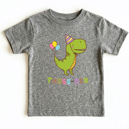 Three-Rex 3rd Birthday Shirt Custom Dinosaur Toddler Tee Three Rex Kids Party Outfit 3 Year Old Childrens Birthday Gift with Back Print