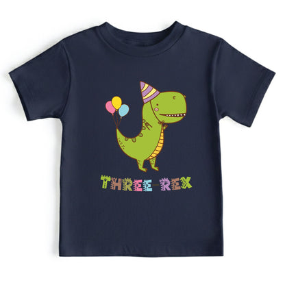 Three-Rex 3rd Birthday Shirt Custom Dinosaur Toddler Tee Three Rex Kids Party Outfit 3 Year Old Childrens Birthday Gift with Back Print