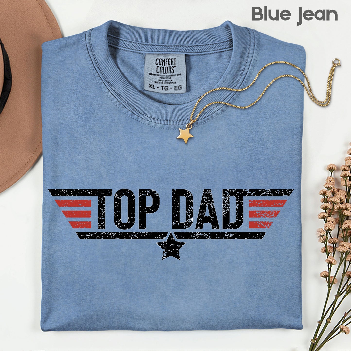 Top Dad Comfort Colors T Shirt Maverick Style Father's Day Gift Aviator Military Apparel Pilot Dad Tee Patriotic Gameday USA Wing Graphic Shirt