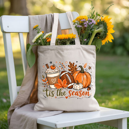 Tis the Season Football Fall T-Shirt, Pumpkin Spice Coffee Thanksgiving Tee