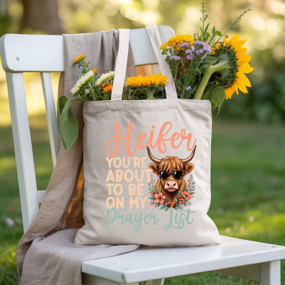 Sassy Highland Cow Prayer List T-Shirt, Sunglasses Floral Country Western Tee