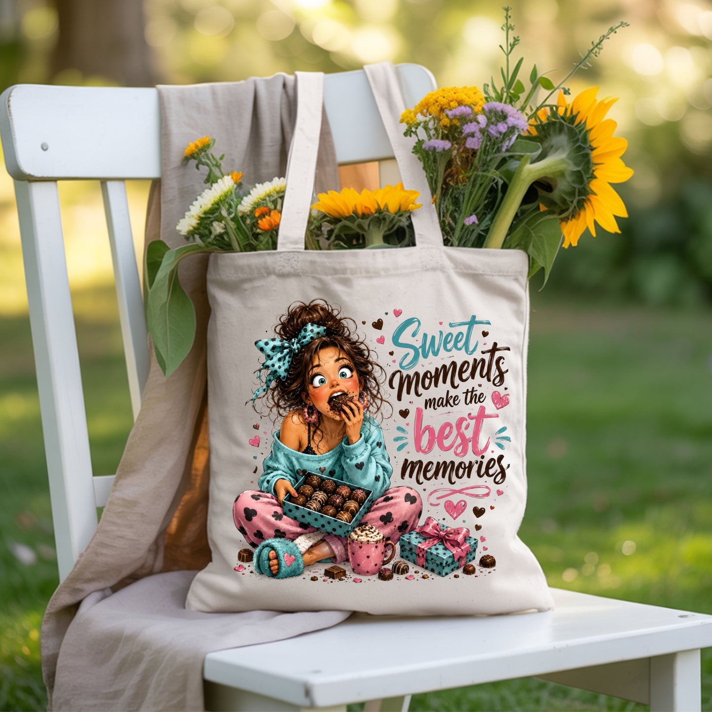 Cute Chocolate Lover Girl T-Shirt, Sweet Moments Best Memories Chocolate Box Women Tee