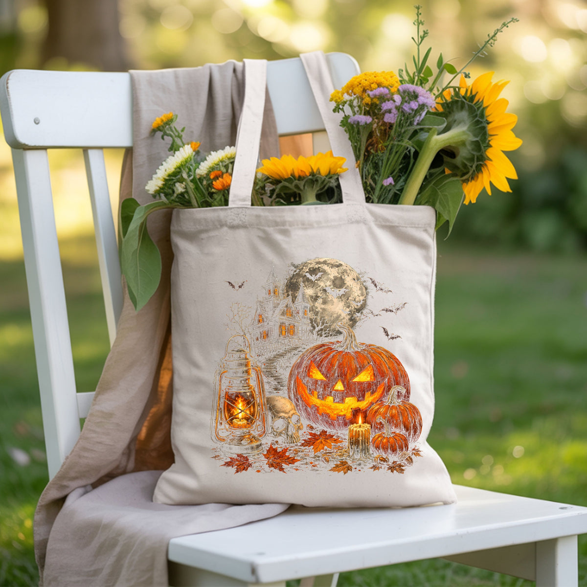 Vintage Haunted House Halloween T-Shirt, Pumpkin Lantern Jack O Lantern Spooky Autumn Tee