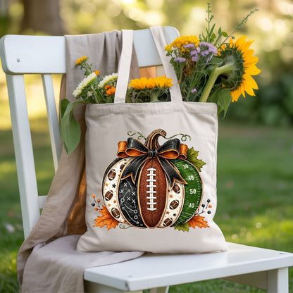 Football Pumpkin Bow Fall T-Shirt, Game Day Football Field Patchwork Autumn Tee