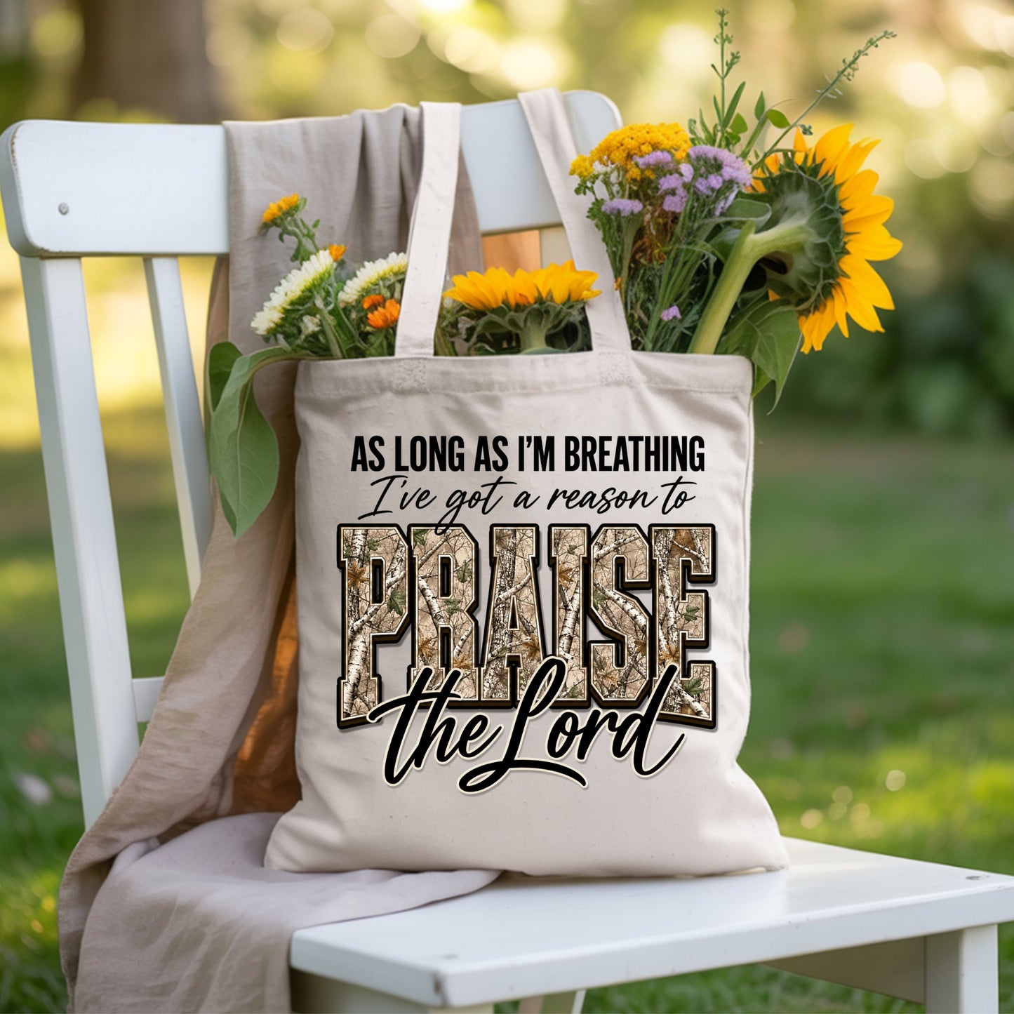 Praise the Lord Christian Camo T-Shirt, Faith Hunting Quote Comfort Color Tee