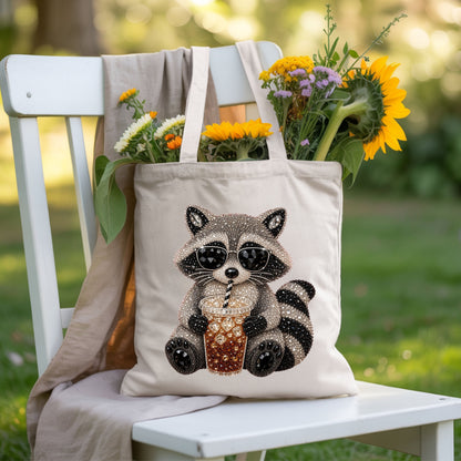 Cool Raccoon Iced Coffee T-Shirt, Sunglasses Trash Panda Rhinestone Tee Sweatshirt