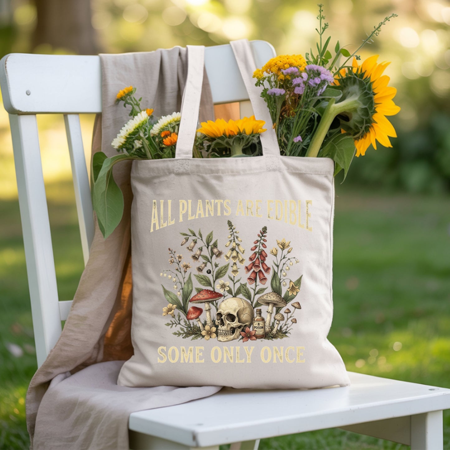 All Plants Are Edible Skull Wildflowers T-Shirt, Sarcastic Mushroom Botanical Comfort Color Tee