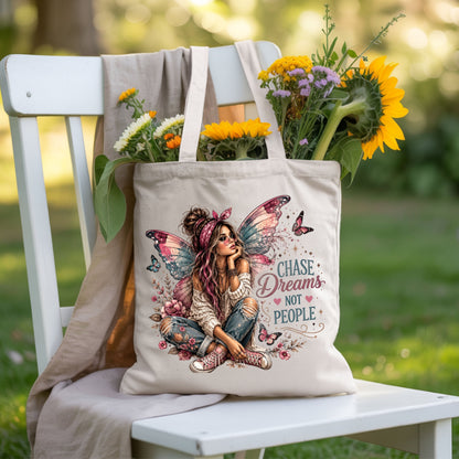Chase Dreams Not People Fairy Girl T-Shirt, Boho Butterfly Wings Inspirational Tee
