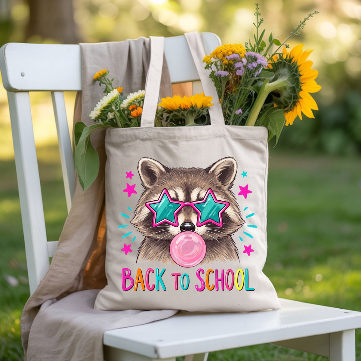 Back to School Raccoon T-Shirt, Star Sunglasses Bubblegum Trash Panda Comfort Color Tee