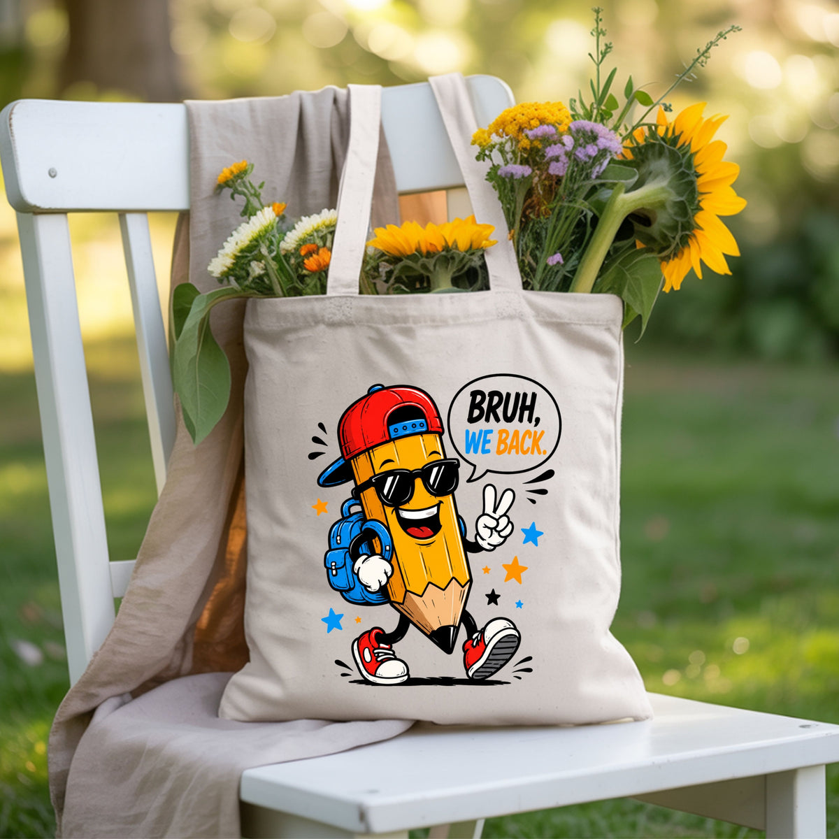 Bruh We Back Pencil T-Shirt, Cool Pencil Sunglasses Backpack Back to School Comfort Color Tee