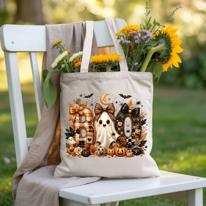 Halloween Boo Ghost T-Shirt, Cute Bows Orange Plaid Leopard Spooky Season Comfort Color Tee