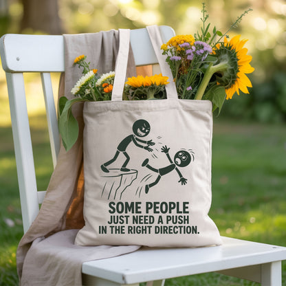 Some People Need a Push Sarcastic Humor T-Shirt, Stick Figure Cliff Tee