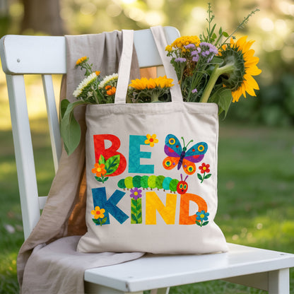 Be Kind Caterpillar Butterfly T-Shirt, Colorful Flowers Storybook Teacher Comfort Color Tee