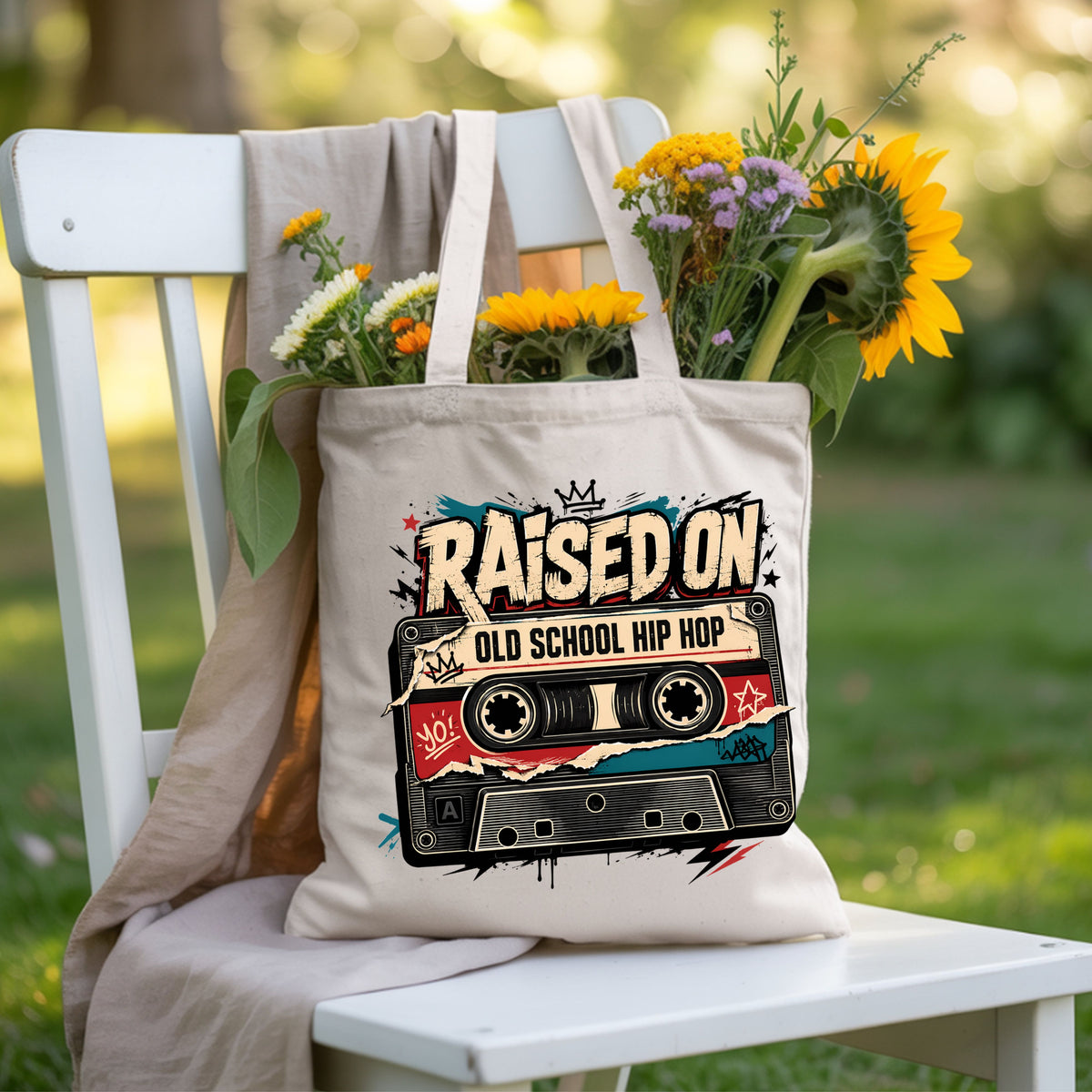 Vintage Cassette Tape Raised on Old School T-Shirt, Hip Hop Retro Music Graffiti Crown Tee