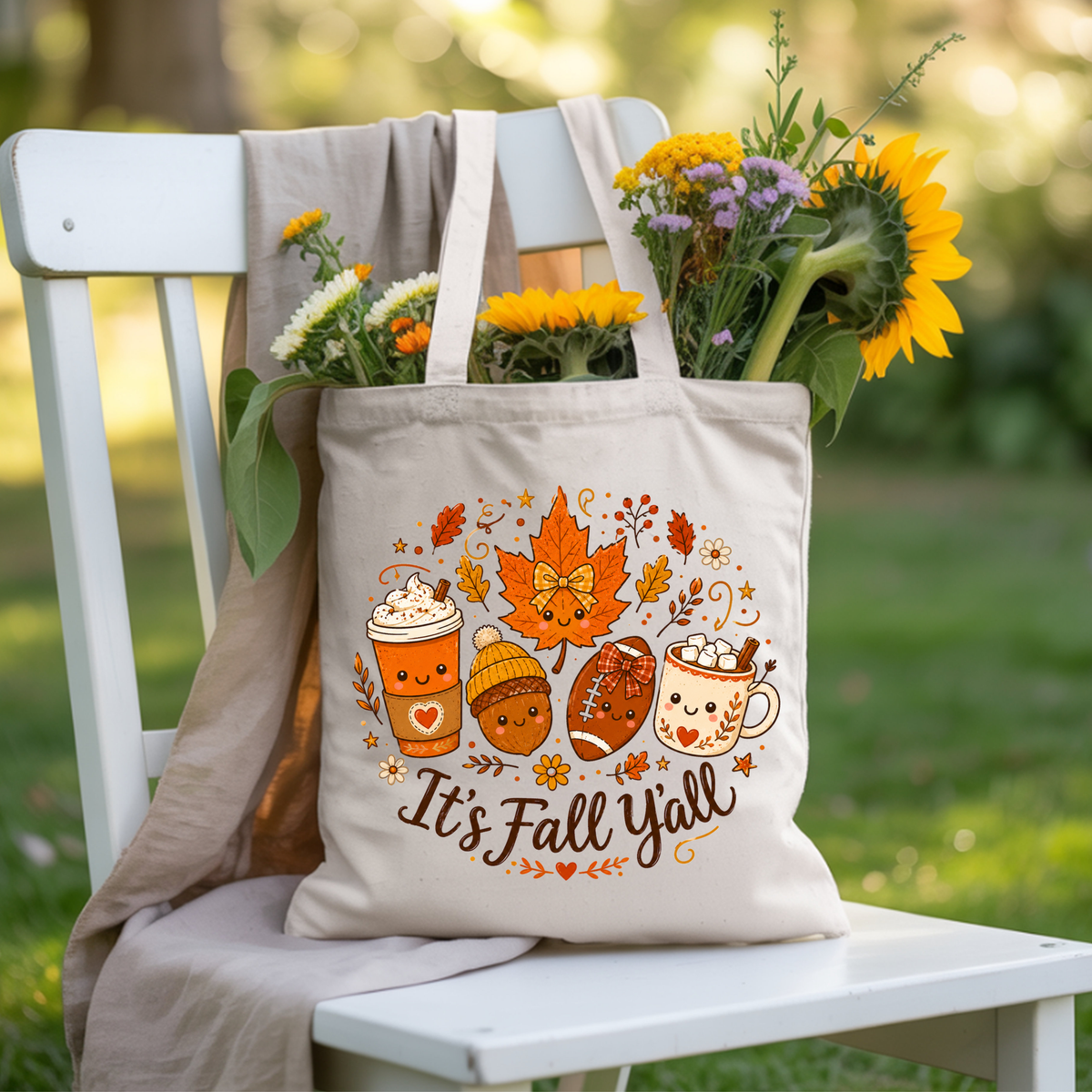 It's Fall Y'all Autumn T-Shirt, Coffee Acorn Football Cute Fall Season Tee