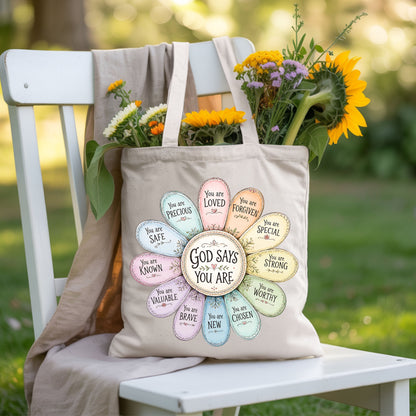 God Says You Are a Flower Christian Faith T-Shirt, Affirmation Petals Religious Quote Tee