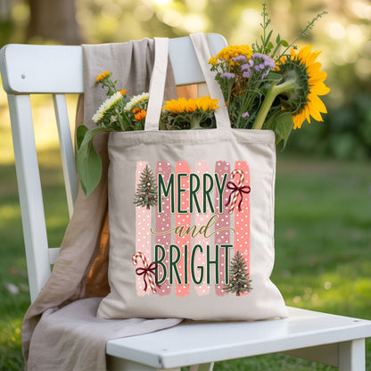 Merry and Bright Comfort Colors T Shirts Cute Christmas Tree Tees Pink Candy Cane Shirt Festive Holiday Winter Graphic Hoodie