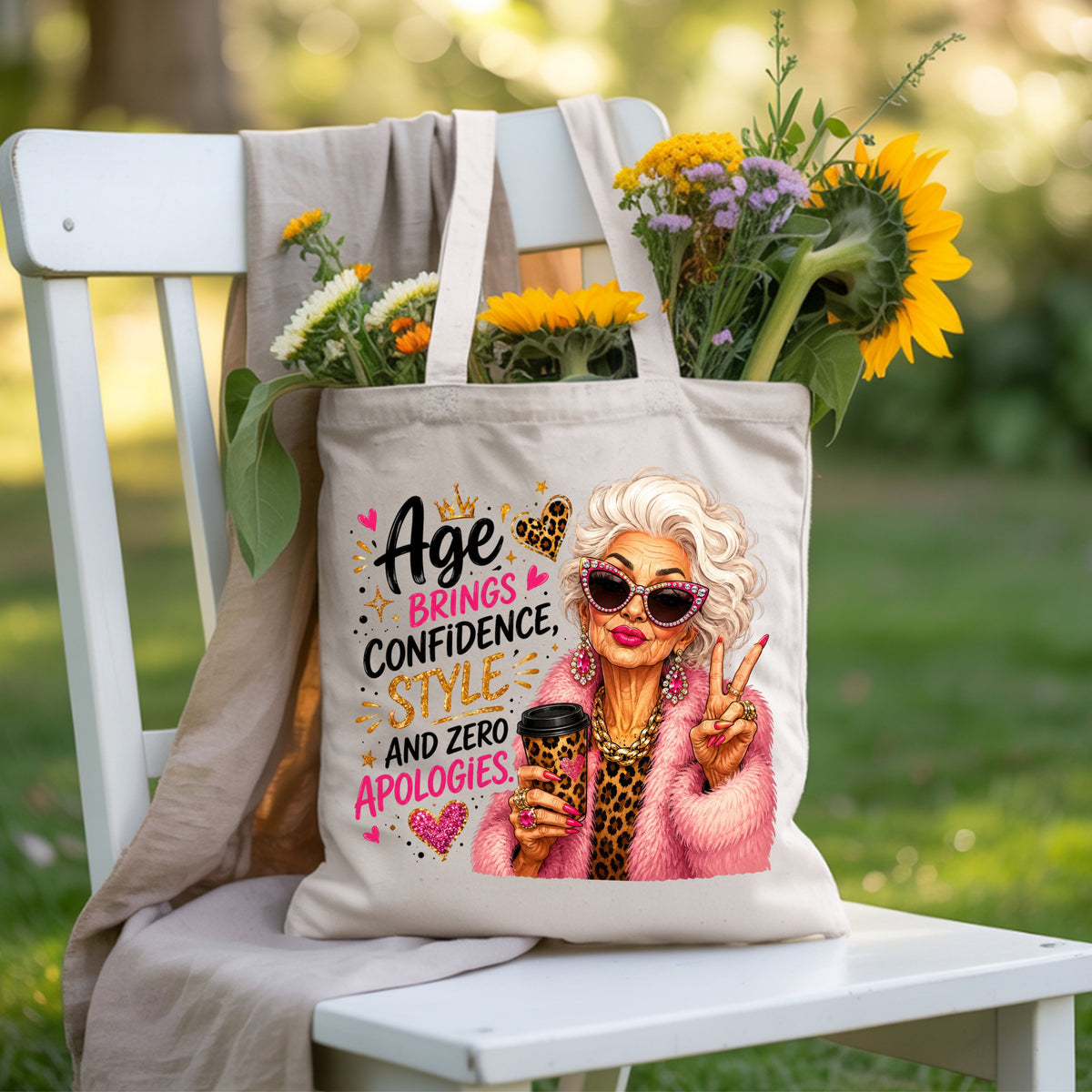 Age Brings Confidence Senior Woman T-Shirt, Fabulous Glam Leopard Coffee Comfort Color Tee