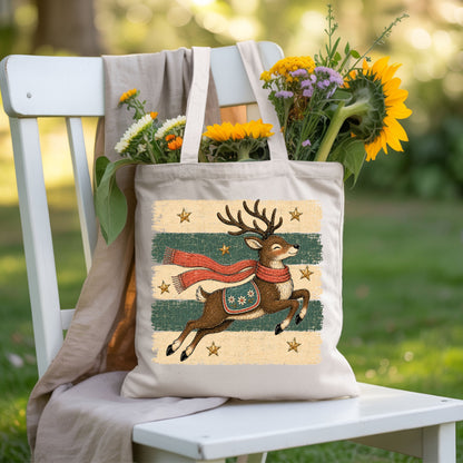 Vintage Christmas Reindeer T-Shirt, Flying Reindeer Scarf Retro Winter Comfort Color Tee