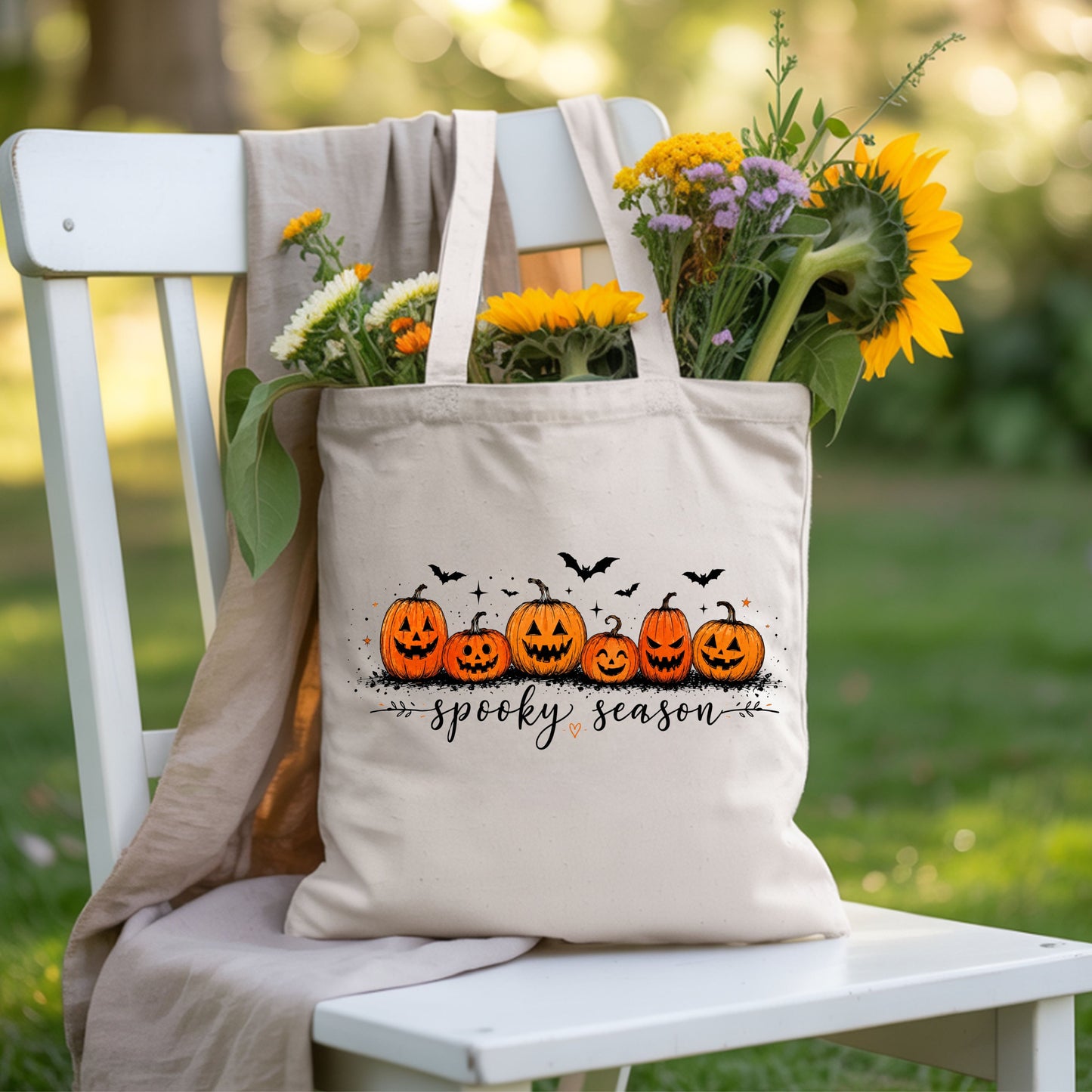 Spooky Season Jack O Lantern T-Shirt, Pumpkin Patch Bats Cursive Halloween Tee Sweatshirt