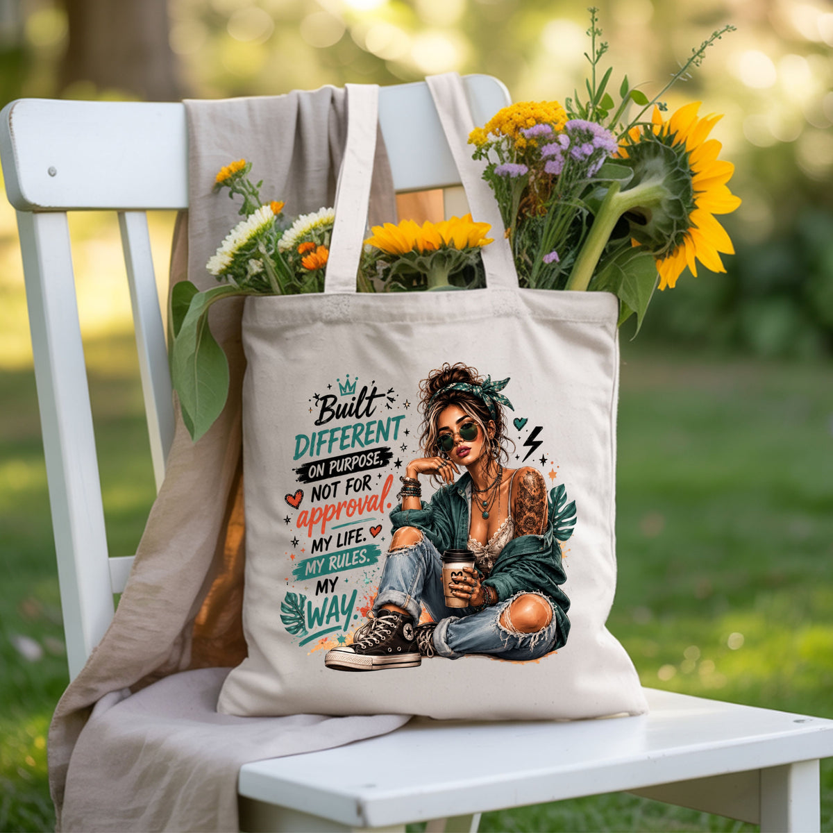 Built Different On Purpose Tattooed Girl T-Shirt, Coffee My Life My Rules Tee