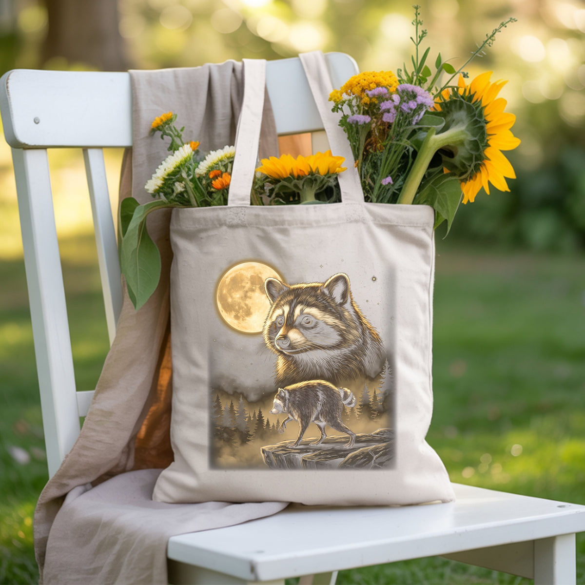 Vintage Raccoon Full Moon T-Shirt, Forest Wildlife Trash Panda Outdoor Comfort Color Tee