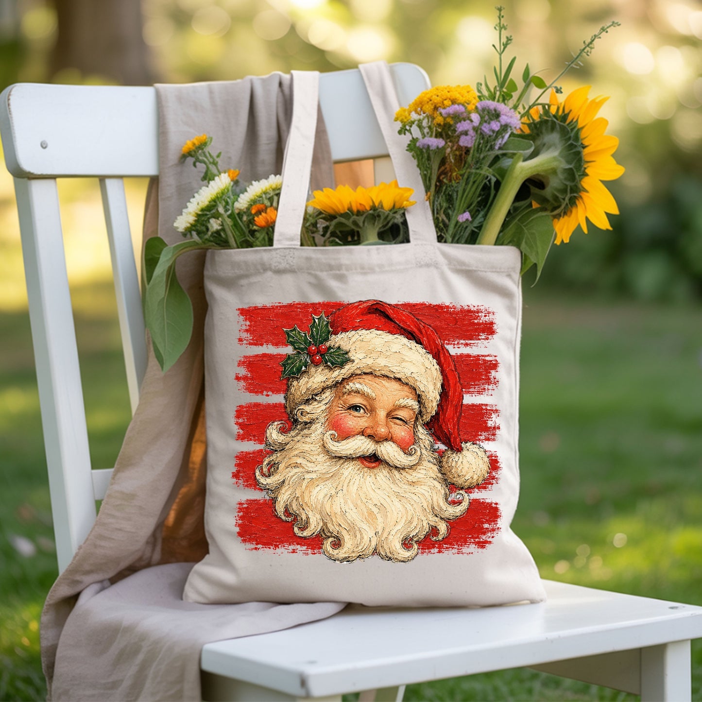 Vintage Winking Santa Christmas T-Shirt, Retro Red Stripes Nostalgic Holiday Comfort Color Tee