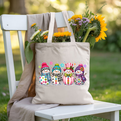 Christmas Colorful Snowmen T-Shirt, Cute Winter Snowman Beanies Scarves Holiday Tee